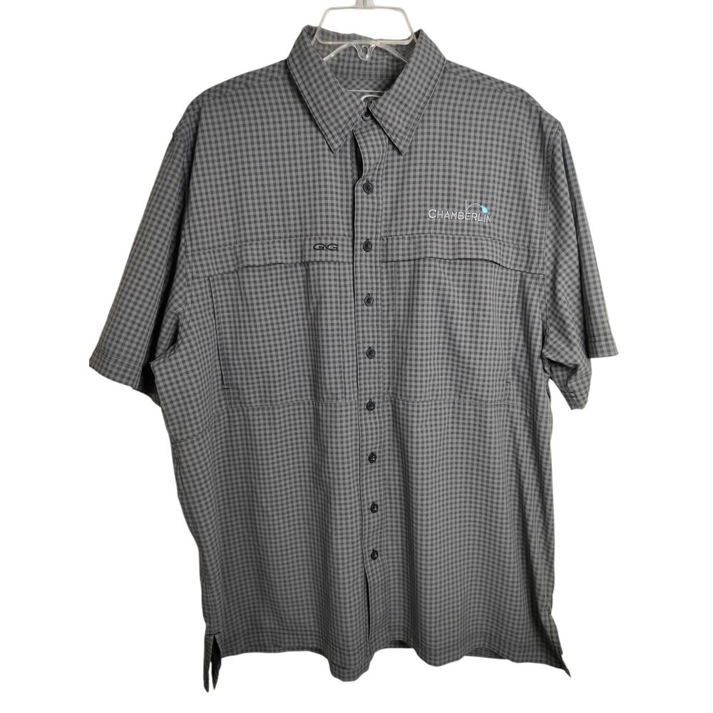 M1123) Game Guard Men's XL 1041 Gray Check Vented Microfiber Tek check Outdoor